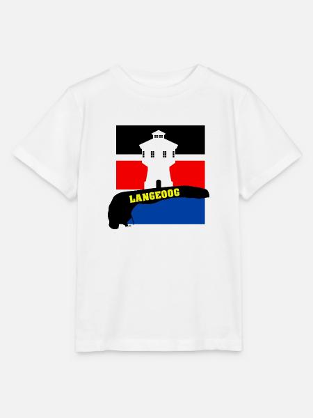 Langeoog mit Wasserturm, Fahne & Umriss - Stanley/Stella Kinder T-Shirt MINI CREATOR - Weiß