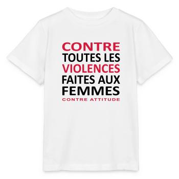 CONTRE TOUTES LES VIOLENCES FAITES AUX FEMMES - T-shirt bio MINI CREATOR Stanley/Stella Enfant - blanc - Devant - Maike (125cm)