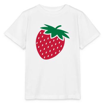 Red fruit, ripe, fresh strawberry or strawberries - Stanley/Stella MINI CREATOR Kids’ T-Shirt - white - Front - Maike (125cm)