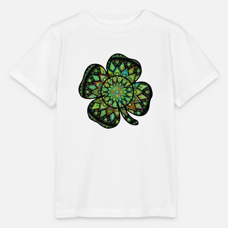 Mandala de shamrock de la Saint-Patrick - T-shirt bio MINI CREATOR Stanley/Stella Enfant - blanc