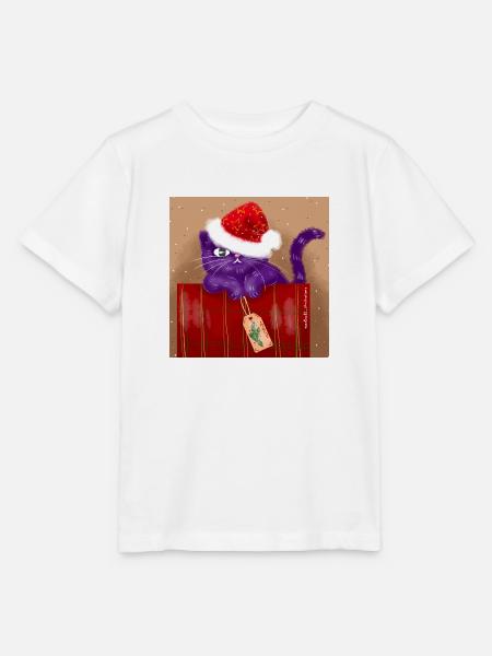 Weihnachtskatze - Stanley/Stella Kinder T-Shirt MINI CREATOR - Weiß