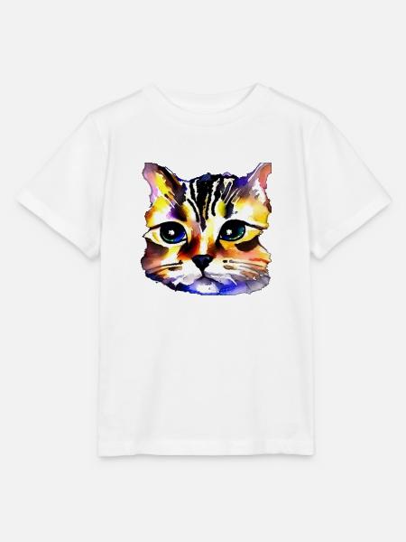 Katzengesicht 4 - Stanley/Stella Kinder T-Shirt MINI CREATOR - Weiß