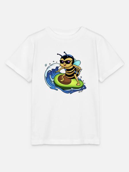 Biene surft Avocado - Stanley/Stella Kinder T-Shirt MINI CREATOR - Weiß