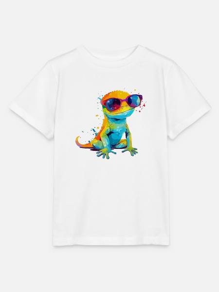 Djibril die Eidechse - Stanley/Stella Kinder T-Shirt MINI CREATOR - Weiß