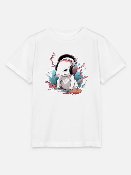 Axo, der audiophile Axolotl - Stanley/Stella Kinder T-Shirt MINI CREATOR  - Weiß