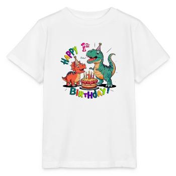 Premier anniversaire de Dino-Mite - T-shirt bio MINI CREATOR Stanley/Stella Enfant - blanc - Devant - Maike (125cm)