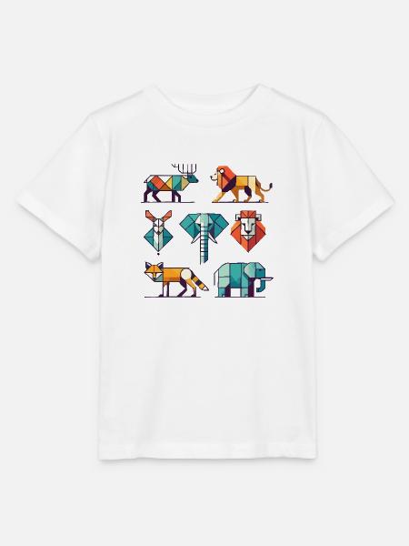 Geometrische Tiere - Stanley/Stella Kinder T-Shirt MINI CREATOR - Weiß