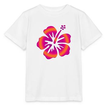 Hibiscus rose - T-shirt bio MINI CREATOR Stanley/Stella Enfant - blanc - Devant - Maike (125cm)