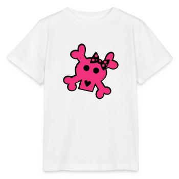 cute comic skull in pink - Stanley/Stella MINI CREATOR Kids’ T-Shirt - white - Front - Maike (125cm)