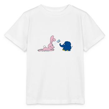 Elefant und Hase mit Schmetterling - Stanley/Stella Kinder T-Shirt MINI CREATOR  - Weiß - Vorne - Maike (125cm)