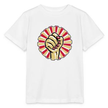 Geballte Faust einer Frau mit rot lackierten - Stanley/Stella Kinder T-Shirt MINI CREATOR  - Weiß - Vorne - Maike (125cm)