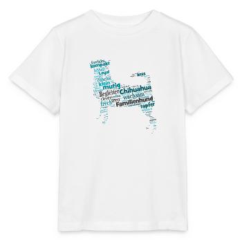 Nom du personnage Chihuahua Nuage de mots - T-shirt bio MINI CREATOR Stanley/Stella Enfant - blanc - Devant - Maike (125cm)