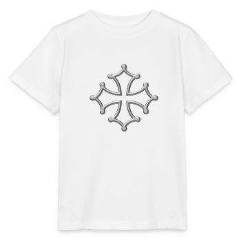 croix occitane metal chrome - T-shirt bio MINI CREATOR Stanley/Stella Enfant - blanc - Devant - Maike (125cm)