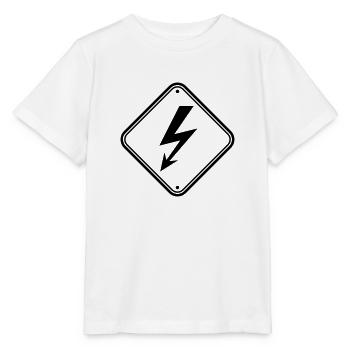 clipart schild hinweis elektrisch blitz strom ener - Stanley/Stella Kinder T-Shirt MINI CREATOR  - Weiß - Vorne - Maike (125cm)