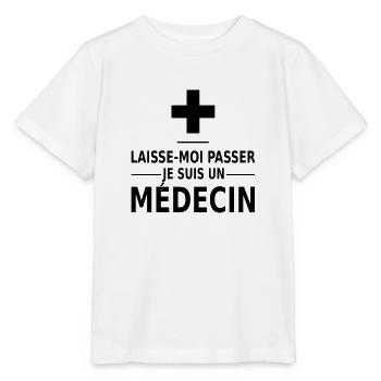 laisse-moi passer je suis un médecin - T-shirt bio MINI CREATOR Stanley/Stella Enfant - blanc - Devant - Maike (125cm)