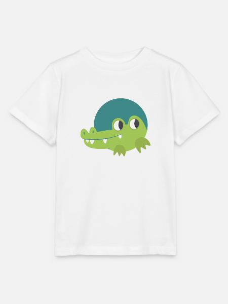 Cute Green crocodile in a circle - Stanley/Stella Kinder T-Shirt MINI CREATOR - Weiß