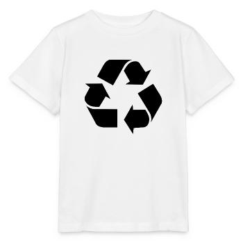 Recycling-Logo Schwarz - Stanley/Stella Kinder T-Shirt MINI CREATOR  - Weiß - Vorne - Maike (125cm)