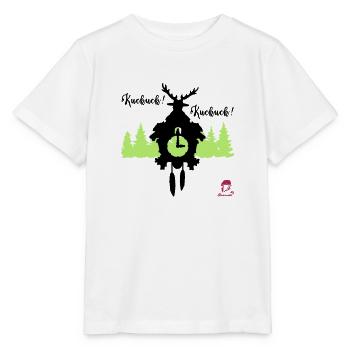 Kuckuck...Kuckuck... Kuckucksuhr mit Hirschgeweih - Stanley/Stella Kinder T-Shirt MINI CREATOR  - Weiß - Vorne - Maike (125cm)