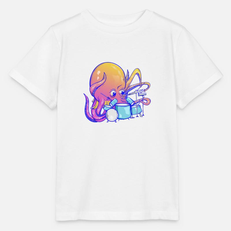 Oktopus spielt Schlagzeug - Stanley/Stella Kinder T-Shirt MINI CREATOR  - Weiß