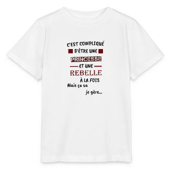 Princesse rebelle - T-shirt bio MINI CREATOR Stanley/Stella Enfant - blanc - Devant - Maike (125cm)