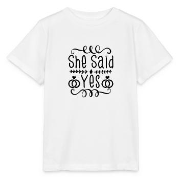 She Said Yes - Stanley/Stella Kinder T-Shirt MINI CREATOR  - Weiß - Vorne - Maike (125cm)