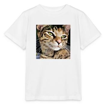 Portrait de chat tabby - T-shirt bio MINI CREATOR Stanley/Stella Enfant - blanc - Devant - Maike (125cm)