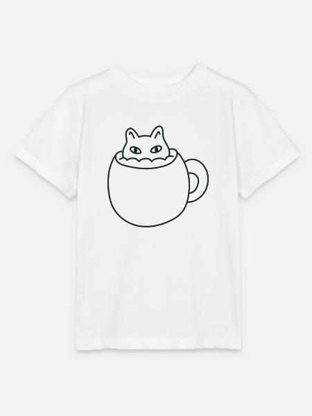 Süße kleine Katze in einem Becher - Stanley/Stella Kinder T-Shirt MINI CREATOR - Weiß