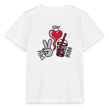 Motto Peace Love Boba - Stanley/Stella MINI CREATOR Kids’ T-Shirt - white - Front - Maike (125cm)