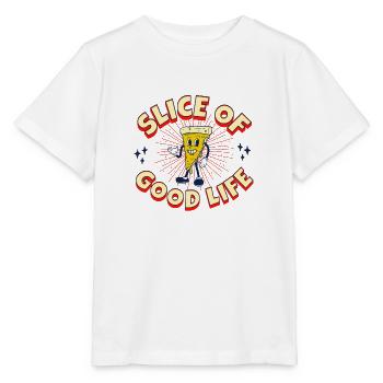 PIZZA TRANCHE DE BONNE VIE - T-shirt bio MINI CREATOR Stanley/Stella Enfant - blanc - Devant - Maike (125cm)