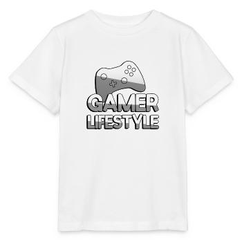 GAMER LIFESTYLE + Contrôleur - Jeux - T-shirt bio MINI CREATOR Stanley/Stella Enfant - blanc - Devant - Maike (125cm)