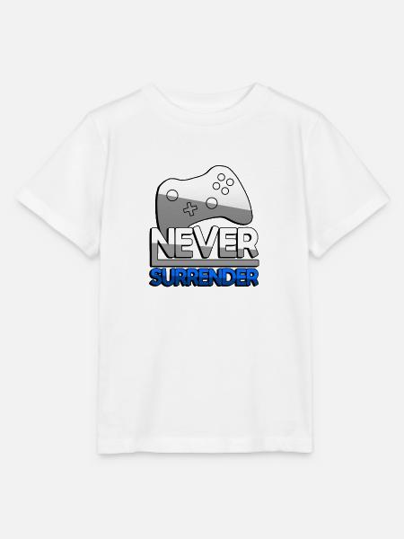 NEVER SURRENDER (Blau) + Controller - Gaming - Stanley/Stella Kinder T-Shirt MINI CREATOR - Weiß