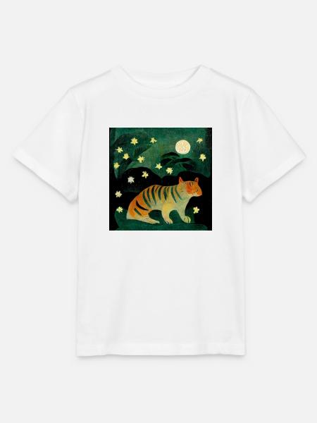 Tiger bei Mondschein - Stanley/Stella Kinder T-Shirt MINI CREATOR  - Weiß