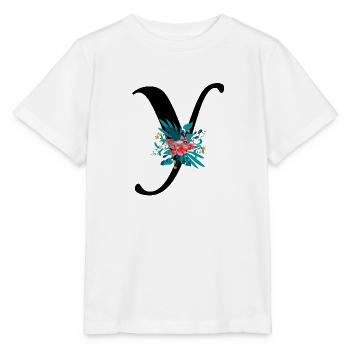 lettre Y fleuris - T-shirt bio MINI CREATOR Stanley/Stella Enfant - blanc - Devant - Maike (125cm)