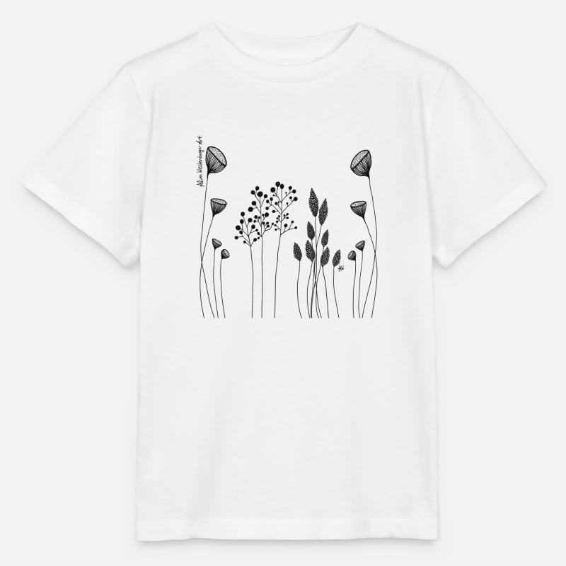 Fleurs fines noir abstrait - T-shirt bio MINI CREATOR Stanley/Stella Enfant - blanc