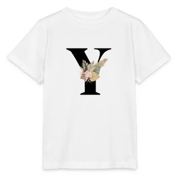 lettre Y fleuris - T-shirt bio MINI CREATOR Stanley/Stella Enfant - blanc - Devant - Maike (125cm)