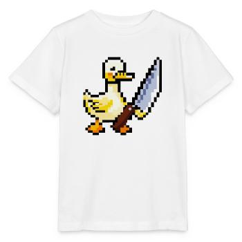 Ente hält ein Messer Pixel Art - Stanley/Stella Kinder T-Shirt MINI CREATOR  - Weiß - Vorne - Maike (125cm)
