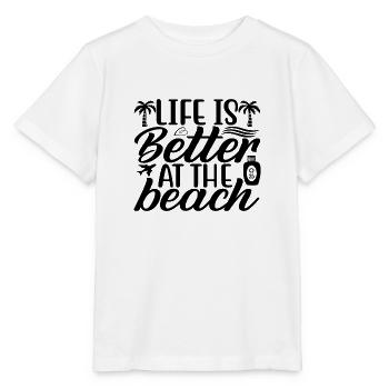 La vie est meilleure à la plage - T-shirt bio MINI CREATOR Stanley/Stella Enfant - blanc - Devant - Maike (125cm)