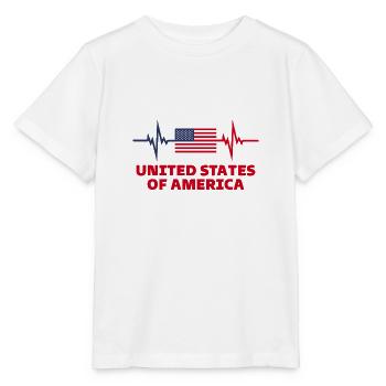 Vereinigte Staaten von Amerika Football Heartbeat USA - Stanley/Stella Kinder T-Shirt MINI CREATOR  - Weiß - Vorne - Maike (125cm)