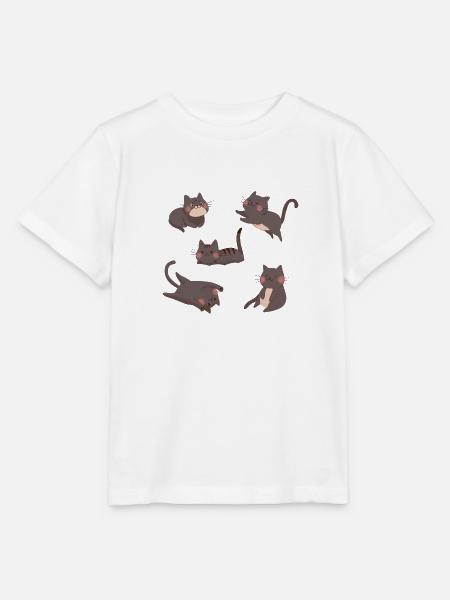 Schwarze Katzen-Crew - Stanley/Stella Kinder T-Shirt MINI CREATOR  - Weiß