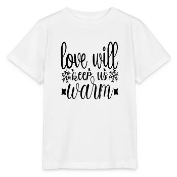 Love will keep us warm - Stanley/Stella Kinder T-Shirt MINI CREATOR  - Weiß - Vorne - Maike (125cm)