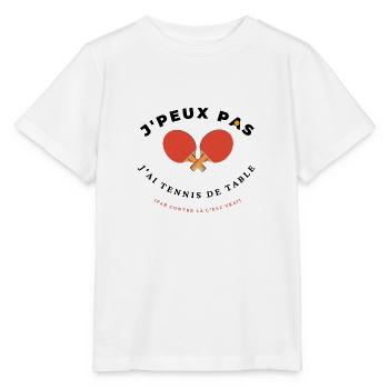 J'peux pas j'ai Tennis de table, idée cadeau top - T-shirt bio MINI CREATOR Stanley/Stella Enfant - blanc - Devant - Maike (125cm)