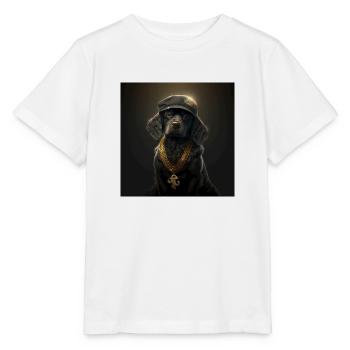 süßer schwarzer hund mit goldener halskette - Stanley/Stella Kinder T-Shirt MINI CREATOR  - Weiß - Vorne - Maike (125cm)