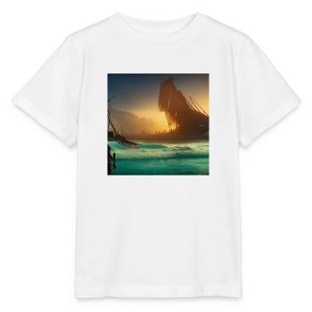 Pirate ship on the blue sea - Stanley/Stella MINI CREATOR Kids’ T-Shirt - white - Front - Maike (125cm)