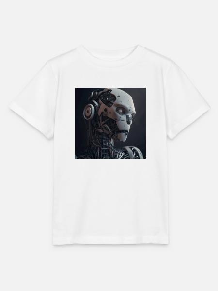 Blauäugiger Cyborg-Roboter - Stanley/Stella Kinder T-Shirt MINI CREATOR - Weiß