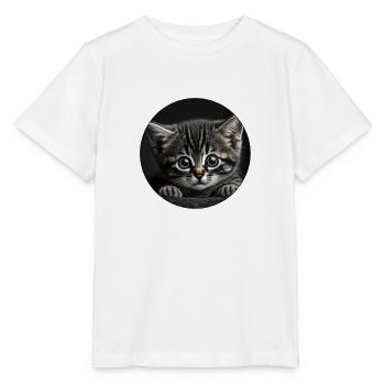 cute tabby kitten with big eyes - Stanley/Stella MINI CREATOR Kids’ T-Shirt - white - Front - Maike (125cm)