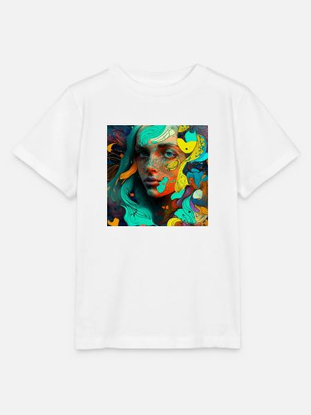 Buntes Frauengesicht - Stanley/Stella Kinder T-Shirt MINI CREATOR - Weiß