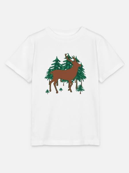 Hirsch im Tannenwald - Stanley/Stella Kinder T-Shirt MINI CREATOR - Weiß
