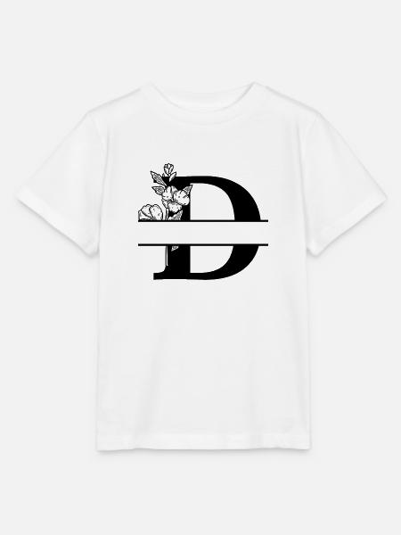 Personalisierter Blumenbuchstabe D - Stanley/Stella Kinder T-Shirt MINI CREATOR - Weiß