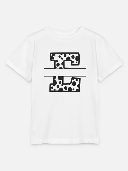 Buchstabe e benutzerdefiniertes Kuhmuster - Stanley/Stella Kinder T-Shirt MINI CREATOR  - Weiß