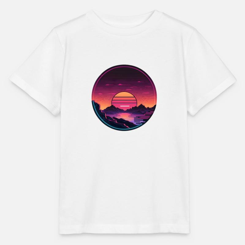 Synthwave Sunset - Stanley/Stella Kinder T-Shirt MINI CREATOR  - Weiß